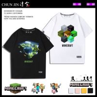 ?2023High quality new style Minecraft game peripherals Minecraft short-sleeved creeper black summer loose T-shirt mens and womens clothes