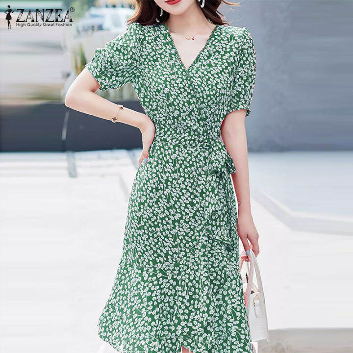 สินค้ามาใหม่-จัดส่งฟรี-fancystyle-zanzea-ชุดเดรสสไตล์เกาหลีของผู้หญิงผ้าคลุมพิมพ์ลายลายดอกไม้ชุดเดรสแขนพองลูกไม้อัพสำหรับวันหยุดสง่างาม-11