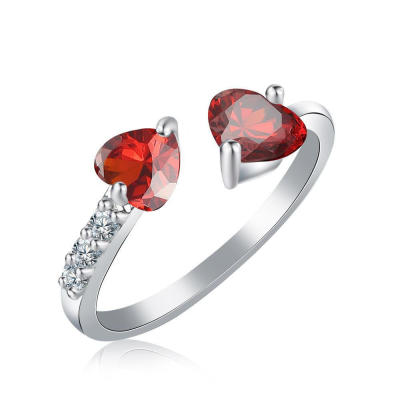 Womens Quartz Ring Jewelry Gift For Her Heart-shaped Wedding Ring Crystal Love Ring Fashion Wedding Ring