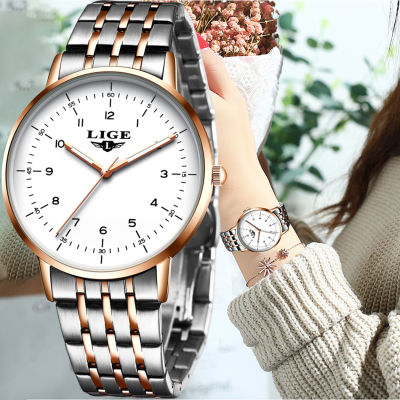 LIGE Luxury Fashion Woman Bracelet Watch Women Casual Waterproof Quartz Ladies Dress Watches Gift lover Clock relogio feminino
