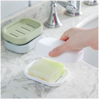 Kotak sabun kamar mandi dengan tutup kotak sabun plastik anti bocor untuk perjalanan sabun kering perlengkapan sabun cuci piring portabel