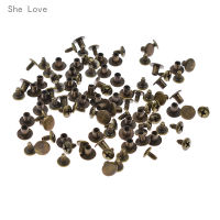 Chzimade 50pcs Bronze รอบแบนโลหะ Studs สกรู Rivets หนังหัตถกรรมสำหรับตกแต่งเสื้อผ้า-Shief