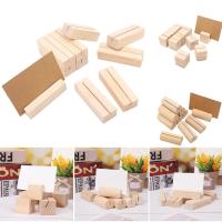 Paper Clamp Natural Wood Round Shape Base Table Numbers Holder Picture Frame Clamps Stand Place Card Photos Clips Clips Pins Tacks