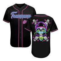 2023 New New  Baseball Jersey Hip Hop Streetwear Skull Pattern  Stitched Jersey Team Uniform