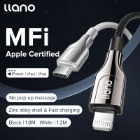 LLANO Apple MFi Certified Type-C To Lightning Cable USB C PD 60W Fast Charging Data Cable สำหรับ iPhone 8-14 iPad Air iPad Pro