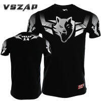 WU LIN FENG VSZAP HERO Silver Fighting MMA เสื้อยืดแขนสั้น UFC ฟิตเนสกีฬาเสื้อผ้าผู้ชาย Muscle