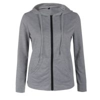 Women Long Sleeve Zipper Hoodies Spring Autumn Thin Jacket Pink Black