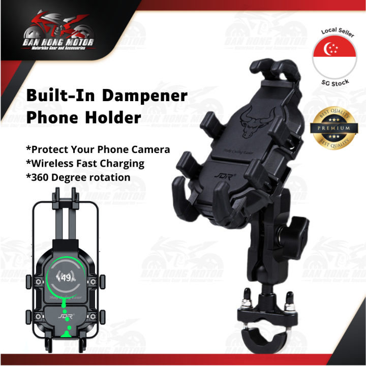 🇸🇬 New BuildIn Anti Vibration Dampener Phone Holder Motorcycle