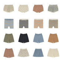 Children Shorts 2022 Fu Organic Cotton Striped Apricot Shorts Elasticated Waist Boy Girl Bloomers Knit Solid Shorts