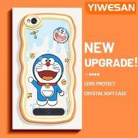 YIWESAN, เคสสำหรับ Xiaomi Redmi 4A 5A 6A การ์ตูนน่ารักโดราเอม่อนโบกสีสันสดใสน่ารักขอบคลื่นครีมกันกระแทกแบบใสนิ่มเคสมือถือโปร่งใสลายกล้องถ่ายรูปสร้างสรรค์เรียบง่ายฝาครอบป้องกันซิลิโคน