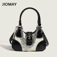 JIOMAY Luxury Designer กระเป๋า2022ผู้หญิง Canvas Splicing กระเป๋าสะพายไหล่ Gratis Ongkir สาวสิทธิบัตรหนัง Crossbody กระเป๋า