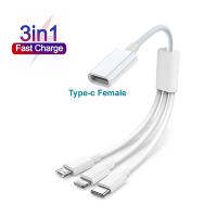 3 In 1 Type-C ตัวเมียถึง USB-C/8พิน/ไมโคร USB ตัวผู้ USB ตัวผู้ส่วนขยายตัวแยกสายชาร์จสำหรับ IPhone14 13 Pro SE XR Samsung อุปกรณ์ USB แอนดรอยด์ไมโครยูเอชบี