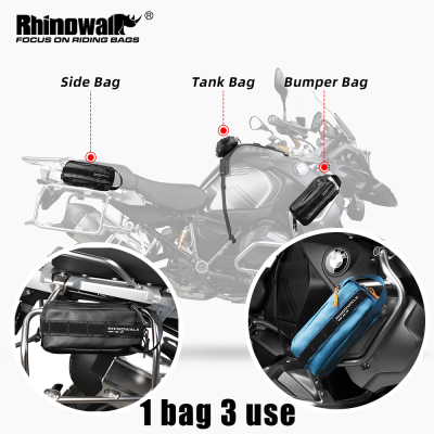 Rhinowalk กระเป๋ากระเป๋ารถจักรยานยนต์ &amp; กระเป๋าอาน2.4L กระเป๋ามอเตอร์ครอสอเนกประสงค์กระเป๋ากันชนเหมาะสำหรับมอเตอร์ส่วนใหญ่