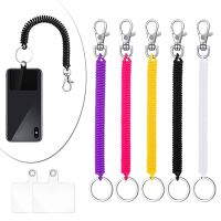 Spiral Retractable Spring Coil Keychain Anti-lost Stretch Phone Lanyard Cord with Phone Lanyard Patch for Keys Wallet Cellphone Phone Charms