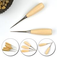 Straight Cone Bent Cone Needle Drill Repair Shoes Round Hole Handmade Leather Tool Wooden Handle Steel Awl DIY Knitting Tools