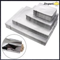 JINGWEI 100PCS เงิน เกรดอาหาร อุปกรณ์ครัว กระเป๋าเก็บของ ถุงอลูมิเนียมฟอยล์ ถุงซีลความร้อน เครื่องซีลสูญญากาศ