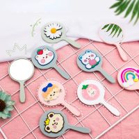 Sdotter 1PC Korea Style Cartoon Makeup Mirror Mini Portable Hand-held Mirror Single-sided Handle Mirror Soft Cute Girl Cute Smal Mirrors