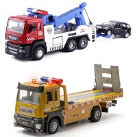 Toys Diecasts Tow Truck Set &amp; Rescue Trailer 1:50 Alloy Model ( With One 1:64 Car) 5009-1/ 50010-1 Transport Vehicle Boys Gift