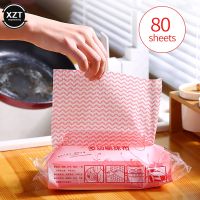 【hot】 80 Sheets/bag Disposable Cleaning Dish Cloths Rags Non Woven Fabric Wipes Household