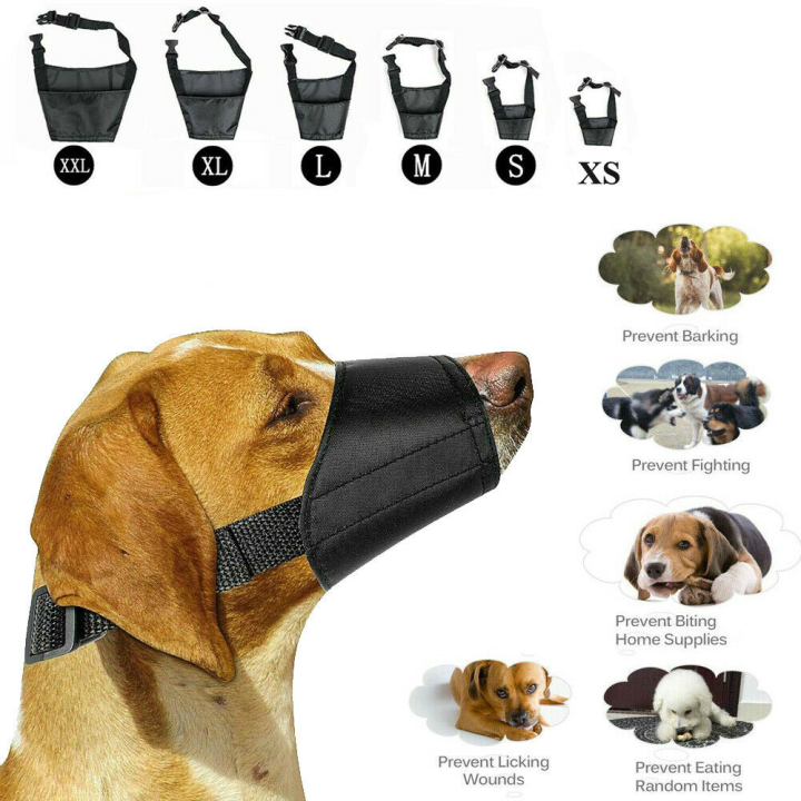 Adjustable Nylon Dog Safety Muzzle Muzzel Biting Barking Chewing All