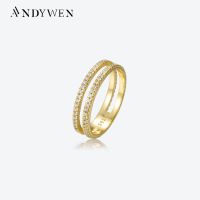 {Xixi เครื่องประดับ} ANDYWEN 925เงินสเตอร์ลิงแหวนสองวงปูนิรันดร์แหวนทองพังก์ร็อคเครื่องประดับแต่งงานชั้นดี2022ผู้หญิงเครื่องประดับกลมสวยงาม