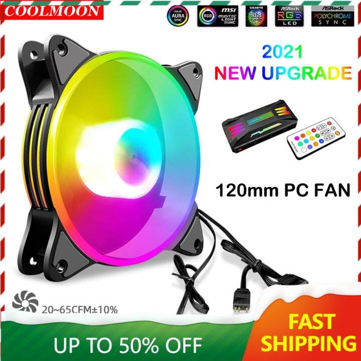 Coolmoon 120Mm PC Chassis ARGB Fan 5V 3Pin 4Pin PWM Cooler Magic Moon