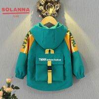 SOLANNA เสื้อโค้ทเด็กญ แจ็คเก็ตของเด็กชาย การออกแบบการจับคู่สีแฟชั่นเกาหลี เสื้อแจ็คเก็ตกันลมสำหรับเด็ก23827