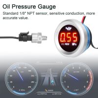 ☂℡ 52mm Oil Pressure Gauge Car Digital Meter LED Display 9-35V with 1/8NPT Sensor Alarm Function