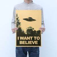 【H026】I WANT TO BELIEVE Vintage Kraft Paper Poster Bar KTV Dormitory Bedroom Decoration Wall Decal