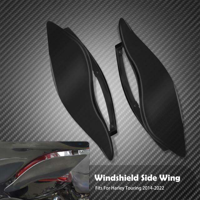 motorcycle-adjustable-windshield-side-wing-windshield-black-air-deflector-for-harley-touring-electra-street-tri-glide-2014-2022