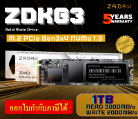 1TB SSD (เอสเอสดี) ZADAK ZDKG3 M.2 PCIe Gen3x4 NVMe 1.3 3D NAND (5Y)