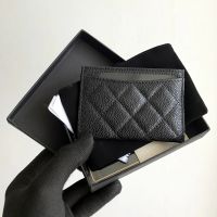 Fast Delivery Woman Card Holder Genuine Leather Coin Purse Grid Pattern Caviar Wallet Soft Luxury Designer Cowhide Credit Short Card Holders