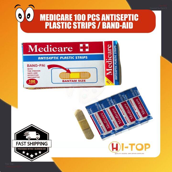100pcs/Box Medicare Antiseptic Plastic Strips Adhesive Bandage Band
