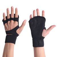 ถุงมือยิมยกน้ำหนัก Wrist Wrap Suport Fitness Gloves Half Finger Hand Grips GG348