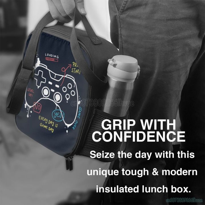 video-game-weapon-gamer-play-gaming-insulated-lunch-bag-tote-handbag-food-container-cooler-pouch-for-beach-school-work-office