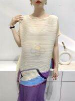 ❆ Aiden001 Average Size High Elastic Loose Ironing-FreeWomens Summer Pleated Top Irregular Geometric Print KK T-Shirt S-604