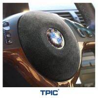 สติกเกอร์ตกแต่งฝาครอบถุงลมเอบีเอสพวงมาลัยรถยนต์แบบ TPIC ALCANTARA สำหรับ BMW M3 E46 1998-2006 3 Series อุปกรณ์ตกแต่งรถยนต์