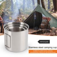 【2023】High Quality Stainless Steel Ultralight Titanium Cup Water Mug With Foldable Handle Outdoor Portable Camping Picnic 0 1