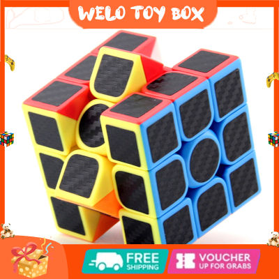 3x3เมจิก Cube คาร์บอนไฟเบอร์สติ๊กเกอร์เรียบความเร็ว Cube เด็กบีบอัดปริศนาของเล่น