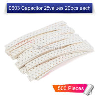 500pcs 25Values Electronic Capacitor Set 0603 SMD Ceramic Capacitors Assortment Kit 3.9PF 6PF 10PF 22PF 30PF 101PF 221PF 471PF 1NF 1.2NF 2.2NF 5.6NF 10NF 12NF 20NF 47NF 100NF 220NF 470NF 680NF 1UF 2.2UF 4.7UF 10UF 22UF