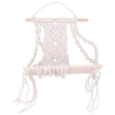 Boho Macrame ชั้นชั้นแขวนผนังทอด้วยมือพรมไม้ลอยเครื่องตกแต่งฝาผนังที่แขวนเก็บของ