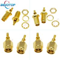 ↂ  10pcs/lot SMA Male/Female Or RP SMA Female Bulkhead Solder RF0.81/RF1.13 Cable RF Connector Gold Plated 50 Ohm