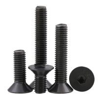 10Pcs M4 M5 M6 Carbon Steel Hexagon Groove Screws Grade 10.9 Screws Black Hexagon Hex Flat Countersunk Head Allen Bolt Screw