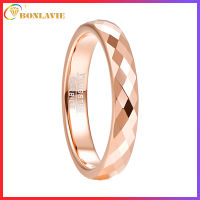 BONLAVIE 4mm Width Tungsten Carbide Ring Hammered Finish Rose Gold Color Wedding Band for Women Engagement Jewelry