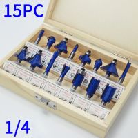 12/15pcs/set เครื่องตัดมิลลิ่งงานไม้ 1/4 / 6.35mmShank Carbide Router Bit สําหรับเครื่องตัดไม้แกะสลักเครื่องมือตัด