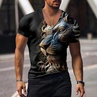 Summer Mens T Shirt With Short Sleeve 3d Print Animal T Shirts V Neck Fashion High Quality Tops Oversized Tee Shirt Men Clothes