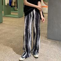 Summer Autumn Tie-Dye Pleated Casual Pants Women High Waist Thin Style Straight Wide Leg Loose Slimmer Look Floor Mopping Trous