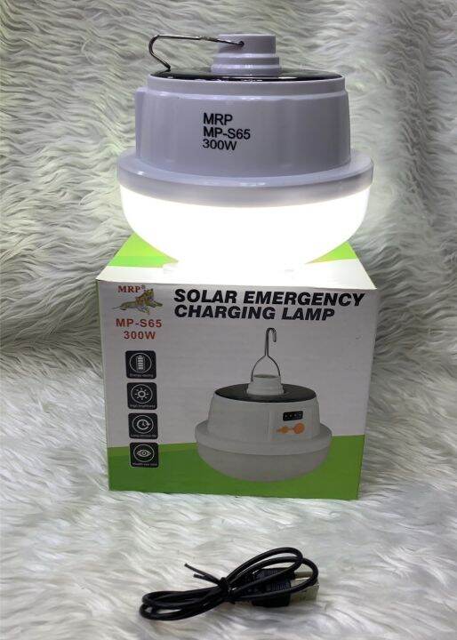 ไฟโซล่าเซลล์-mrp-mp-s65-solar-emergency-หลอดไฟพกพา-300วัตต์-ftee78-แสงสีขาว-หลอดไฟ-led-หลอดไฟฉุกเฉิน-น้ำหนักเบา-พกพาง่าย-หลอดไฟสว่างมาก-ชาร์ทไฟบ้านได้-ทน