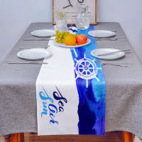 Art Design Blue Anchor Table Runner Wedding Table Decoration Dinning Table Runners Placemat Christmas Decor Tablecloth