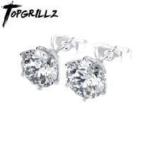 TOPGRILLZ 2021ใหม่0.1-2กะรัต D สี VVS1โมโลไนต์ต่างหูเม็ดกลม925เงินสเตอร์ลิงคุณภาพสูงเครื่องประดับงานแต่งงานสวยงาม